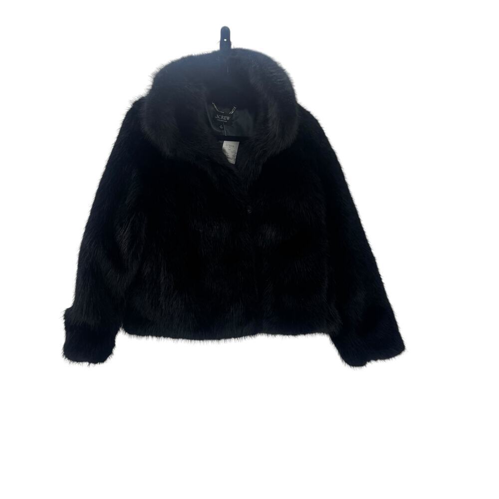 J. Crew Collection Women's Faux-Fur Jacket Long Sleeve Black Size Medium NWT - Picture 5 of 13